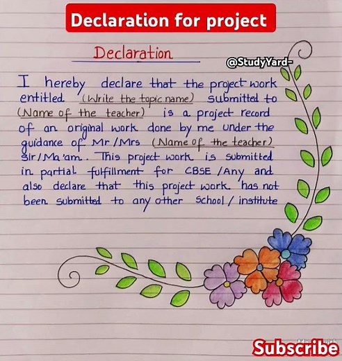 Declaration for project l how to write declaration for project