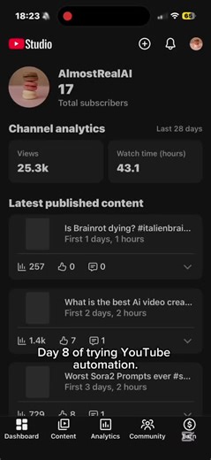 Day 8 of trying YouTube automation #youtubeautomation #moneymindset