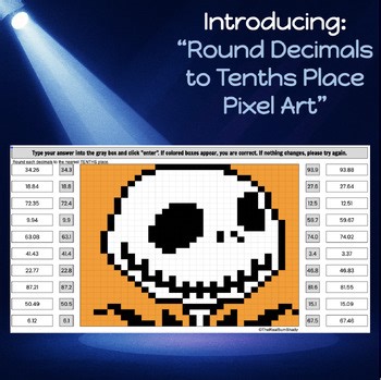Rounding Decimals to Tenths Place | Halloween Christmas Math Pixel Art