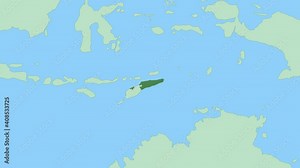 Map of East Timor with pin of country capital. East Timor Map with neighboring countries in green color.