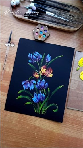 Round brush Painting Technique using acrylic #shorts #shortsfeed #art