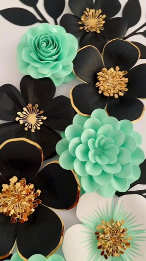 Elegant Black and Gold Paper Flower Templates | DIY Wedding Crafts