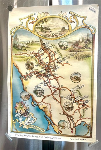 Vintage Illustrated Pictorial Map of Sonoma County, Highlighting Appellations, Wineries/roads for Touring and Wine Tasting Planning 18x28 - Etsy