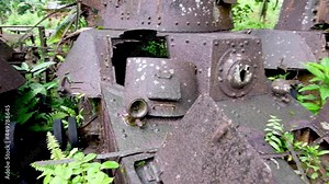 World War II Japanese tanks in town of Kolonia, Pohnpei Micronesia