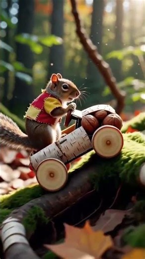 Cute squirrel drive a car