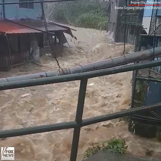 Flash floods barreled through Imelda village in Baguio City in the Philippines as a result of Typhoon Mangkhut on Saturday. The deadly storm triggered landslides and brought ferocious winds and rain. https://fxn.ws/2xjZ7ZZ | Fox News