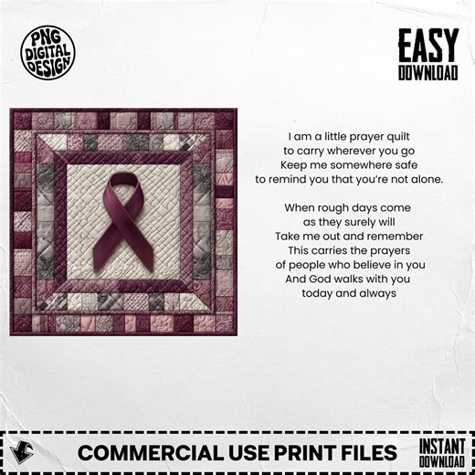 Prayer Quilt Poem, Myeloma Blood Cancer Awareness Ribbon, Encouragement Gift, Pocket Prayer, Christian Gift Comfort, Digital PNG File - Etsy