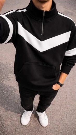 Stylish Brown Stripe Chevron Half-Zip Sweater