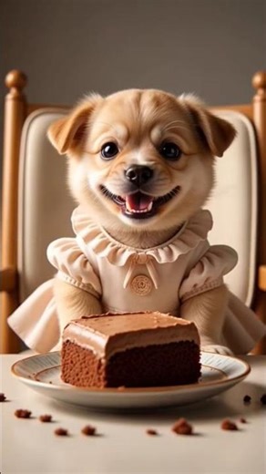 "Cute Puppy Eating Cake"🍰 #puppy #baby #viral
