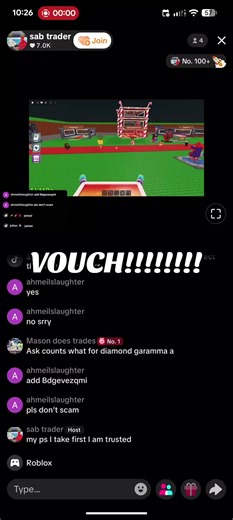 sab trading my ps I take first got vouchers #trading #vouch #fyp #live