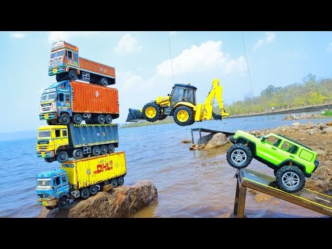 Mahindra DumpTruck BharatBenz Tipper Truck Accident NH Highway Pulling Jcb Hummer Car Crane ? CSToy