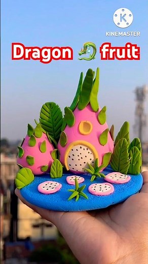 DIY idea 💡 how to make dragon fruit with clay 🐉🍓#shortvideo #youtubeshorts #trending #art
