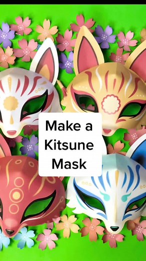 Make a Kitsune Japanese Fox Mask with Printable Template