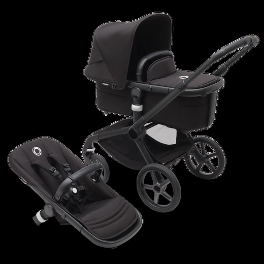 Bugaboo Fox 5 2-in-1 pram midnight black sun canopy, midnight black fabrics, black base | Bugaboo