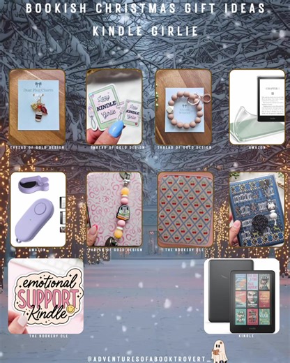 Another day, another set of gift recs. As promised, these are for our kindle girlies (and guys). ᴋɪɴᴅʟᴇ ɢɪʀʟɪᴇ: 𝗧𝗵𝗿𝗲𝗮𝗱 𝗼𝗳 𝗚𝗼𝗹𝗱 𝗗𝗲𝘀𝗶𝗴𝗻: Kindle Charm - Stars Hollow $13 Kindle Sticker $2 Minimalist Wristlet Keychain - $15 Kindle strap - $15 Kindle Buddy - $8 𝗔𝗺𝗮𝘇𝗼𝗻: Clear Case $5.99 https://a.co/d/1YMCmPP Remote Control Page Turner $15.99 https://a.co/d/d8xxuzb Colorsoft $279.99 𝗕𝗼𝗼𝗸𝗲𝗿𝘆 𝗖𝗟𝗘: Kindle Case $18 Stickers $3.75 🏷️#kindleaccessories #kindlegirl #gifts