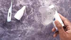 Nebulizer, thermometer and container