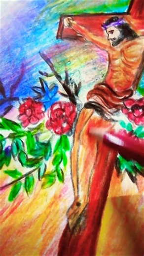 Jesus Christ in this easy step-by-step drawing tutorial✝️🙏 #ytshorts #jesus #pencil #xmastree #viral