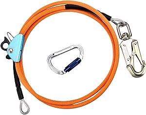 SEAAN Steel Wire Core Flipline Kit 1/2’’ x 12 ft Flipline for Tree Climbing Lanyard with Lock Carabineer Adjuster - Adjustable Fall Protection Lanyard, Better Grab, Low Stretch, Cut Resistant