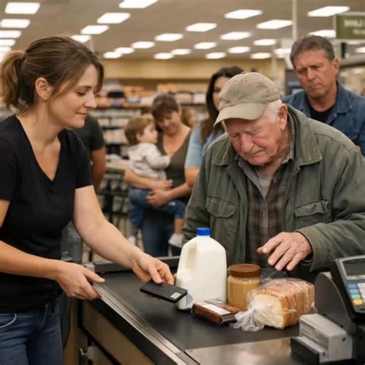 👲 I paid for an elderly man’s groceries without thinking much about it. Two mornings later, his granddaughter knocked on my door and said, “We need to talk — it’s about what he asked for before he passed.” I was running on fumes that evening — the kind of exhaustion that makes the smallest inconvenience feel like it might break you. I’d just finished a twelve-hour shift, my house was full of sniffles and unfinished homework, and post-divorce life meant every task landed on my shoulders. I neede