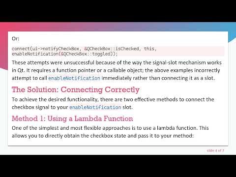 How to Connect a Checkbox Signal to a Method in Qt Widgets