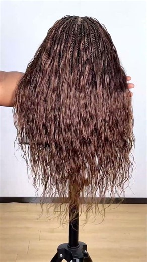 Chocolate Brown Braid Wig!✨Side-Part Micro Braids & Waves #jaliza#brownwig #bohobraids #wigs