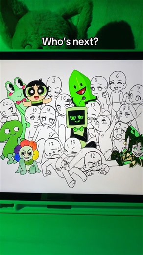 Drawing Green Characters Challenge💚#buttercup #thepowerpuffsgirls #artchallenge #powerpuffsgirls
