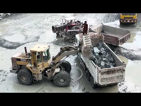 Rock Loading Process at Sand Quarry | Caterpillar Loader &Dumper Trucks Working #caterpillar #truck