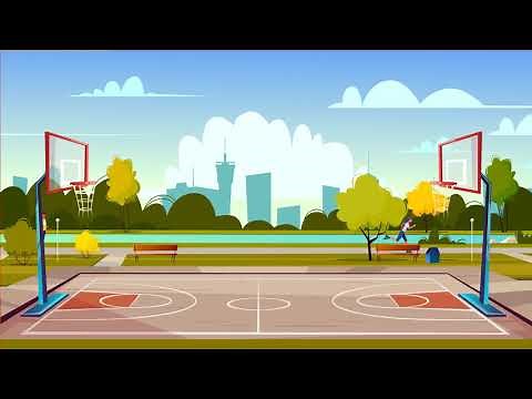 City Park Basket Ball Court - Free Cartoon Background Loop