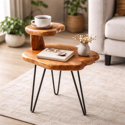 Live Edge Table, Solid Wood Side Table, Rustic Live Edge End Table, Natural Wood Accent Table, Modern Hairpin Leg Table, Handmade Furniture - Etsy