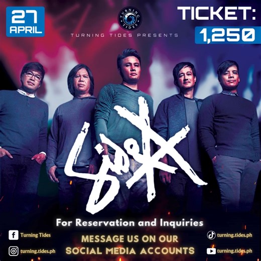 Missed it last time? 🎶 SIDE A is back and live at Turning Tides this April 27! Don’t miss your chance to catch them up close — grab your tickets now! 🎟️🔥 📅 April 27, 2025 📍 Turning Tides Marikina 🎟 Secure your tickets NOW! | Turning Tides