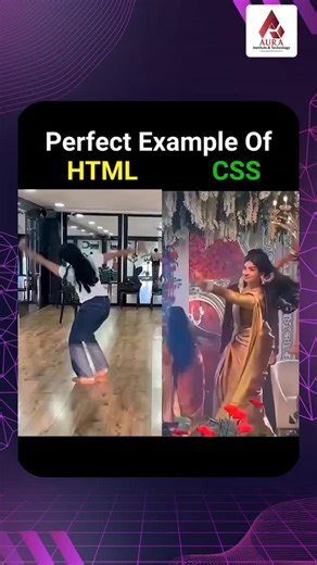 AURA INSTITUTE & TECHNOLOGY on Instagram: "🔥 HTML vs CSS – What’s the Difference? HTML (HyperText Markup Language) is the structure of a website. It creates the content like headings, paragraphs, images, links, forms, etc. 👉 HTML tells the browser “what to show”. CSS (Cascading Style Sheets) is the design & styling of a website. It controls colors, fonts, layout, spacing, animations, responsiveness, etc. 👉 CSS tells the browser “how it should look”. 🧠 Simple Example: HTML = Skeleton 🦴 (stru