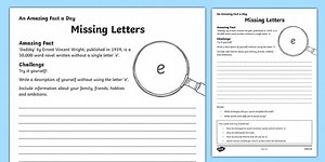 Missing Letters Worksheet