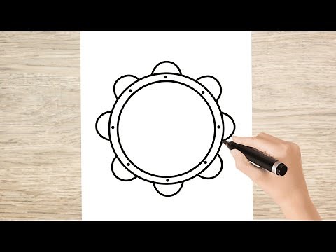 COMO DESENHAR UM PANDEIRO - FÁCIL / DESENHOS DE CARNAVAL 🎭🎉