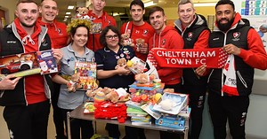 Cheltenham Town's hospital visit spreads festive cheer