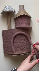 1 part DIY 🍄🏡 Fairy Mushroom House from Cardboard & Light Air-Dry Clay | Easy Whimsical Decor #decor #dollhouse #cardboard #ideas #clay #crafting #craft #diy #handmade | Dream Fairy DIY