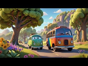 Rainbow Bus Adventure — Wheels Go Zoom! | Fun Bus Song for Kids | Colorful Nursery Rhyme