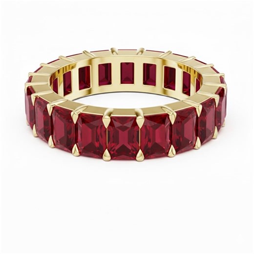 Emerald Cut Ruby Eternity Ring 24k Gold - Etsy