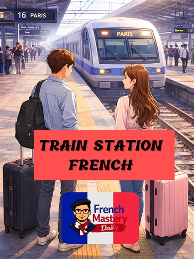 Real French When the Train Arrives Apprenez le français avec cette conversation simple et naturelle qui se déroule dans une railway station en France. Ce travel guide audio vous aide à écouter du français authentique et à comprendre les interactions quotidiennes. C'est parfait pour pratiquer votre écoute et vous familiariser avec le français tel qu'il est parlé. #learnfrench #easyfrench #frenchconversation #frenchshorts #realfrench #frenchlistening #trainstation #train #travelconversation #frenc
