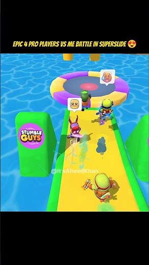 Epic 4 Pro Players Vs Me Insane Battle In Superslide 😍 Stumble Guys 0.83.6 Update 🔥