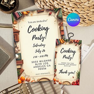 Invitation to a cooking party: Editable printable template in Canva (5x7 in)