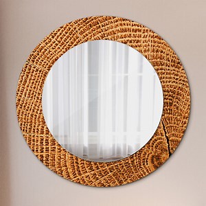 Round Mirror Ready to Hang with Modern Glass Colorful Frame Oak wood | eBay