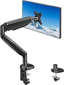 MOUNTUP Single Monitor Desk Mount, Premium Fully Adjustable Gas Spring Monitor Arm for 22-35 Inch Flat Curved Computer Screen, Heavy Duty Swivel Monitor Stand Hold 6.6-30.9lbs, Fit VESA 75x75&100x100
