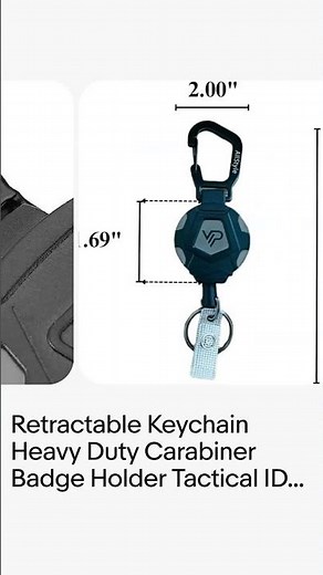 Retractable Keychain Heavy Duty Carabiner Badge Holder Tactical ID Badge Reel x1