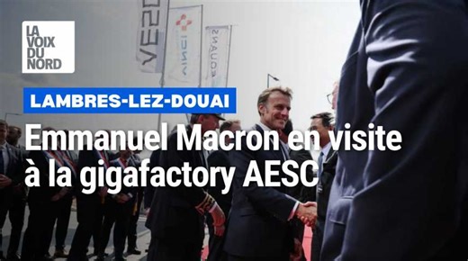 Emmanuel Macron en visite à la gigafactory AESC à Lambres-lez-Douai
