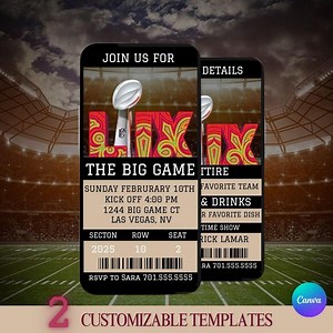 Super Bowl Party Invites, Sports Invite, the Big Game Invite, Hosting Invite, Super Bowl Template, Canva Template - Etsy