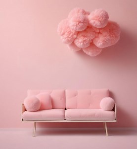 Peachy Pink Retro Pom Pom Sofa/cool Art/furry Art/wool Art/pompom Cloud/digital Download - Etsy UK