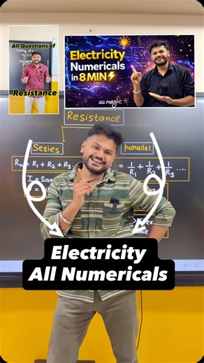 Ankit Upadhyay on Instagram: "⚡ Class 10 Electricity Numericals – Made Easy! One short reel on my channel has typed resistance questions ⚡ One full YouTube video explains step-by-step electrical circuit numericals 🔌📊 👉 Perfect for CBSE Class 10 Science | Chapter: Electricity 👉 Learn how to solve resistance, V-I graph & circuit questions clearly 💬 Comment any emoji 🔥⚡📘 and I’ll DM you the direct link for both videos instantly! #class10science #electricitynumericals #cbseelectricity #resist