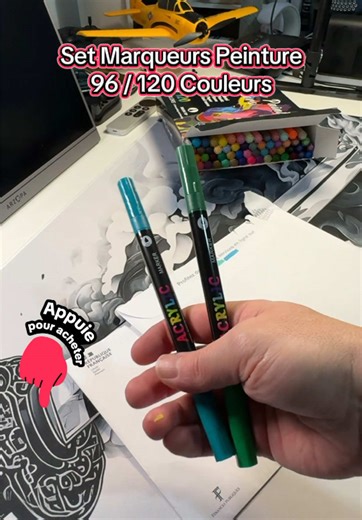 🎨 Palette complète vibrante 🖌️ Parfait custom déco 🪵 Multi supports créatifs 🎁 Idée cadeau artistique #videos #viral #creation #loisircreatif #marqueurs