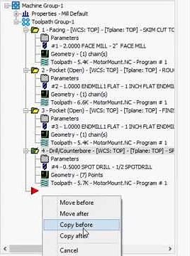 Mastercam Copy Move Operation