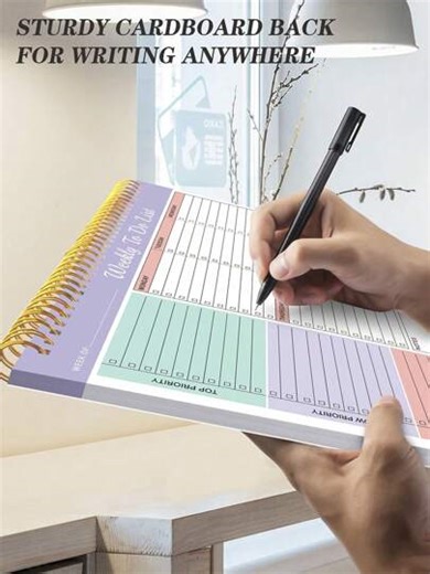 52 hojas de bloc de notas semanal de lista de tareas pendientes, (8.5"*11") con diseño motivacional, establecimiento de objetivos, recetas, organizador de producción, gestión del tiempo, suministros de oficina y hogar, regalos para adultos, regalo del Día de la Madre | SHEIN